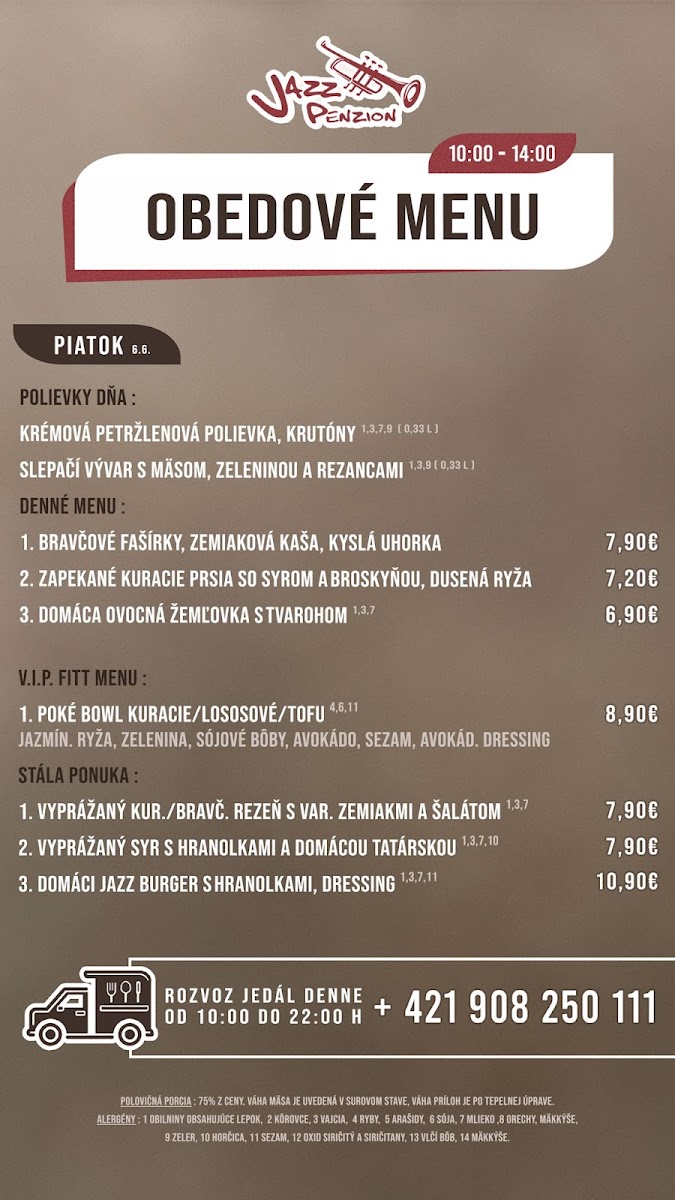 Menu Jazz Penzión-2