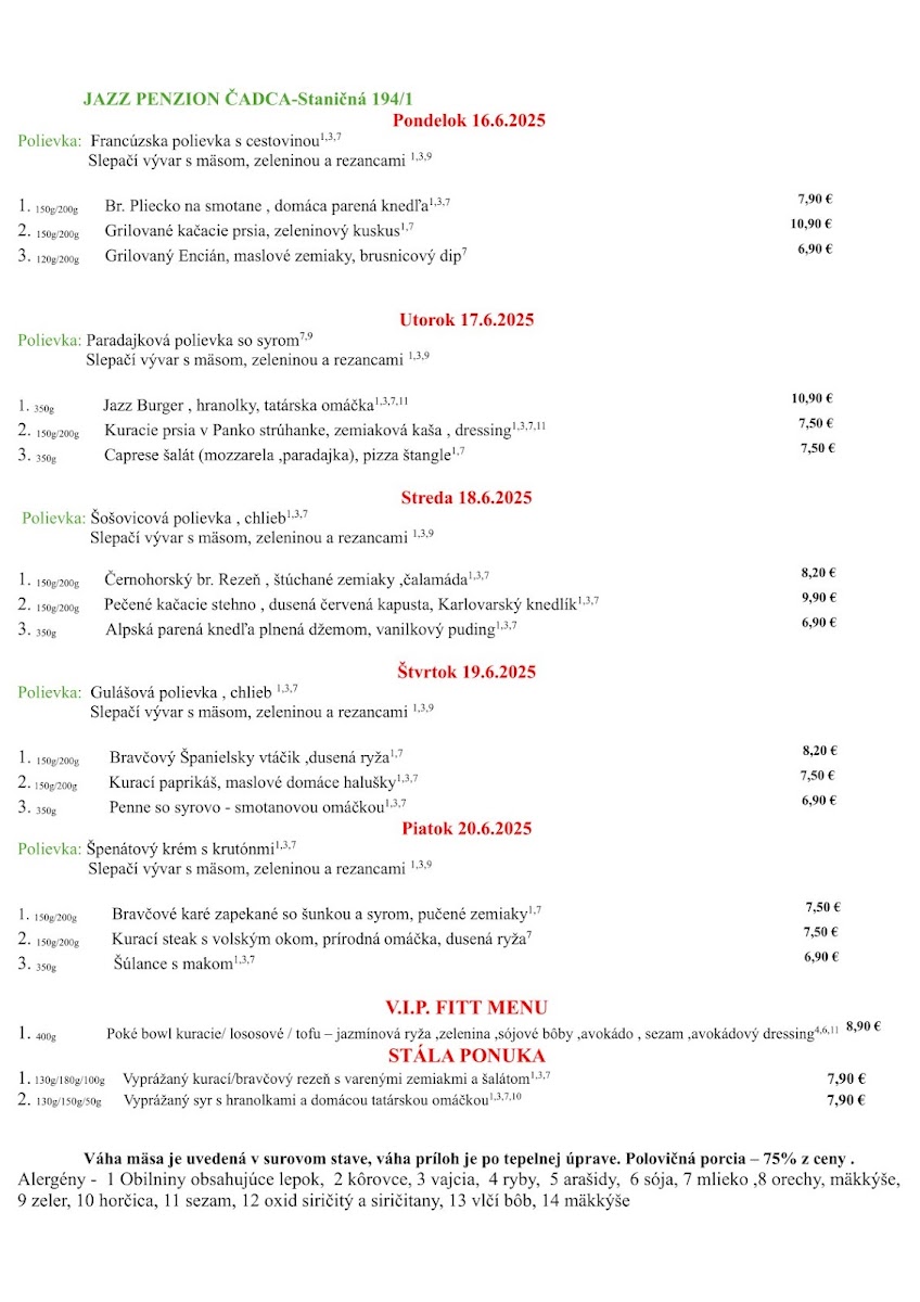 Menu Jazz Penzión-4
