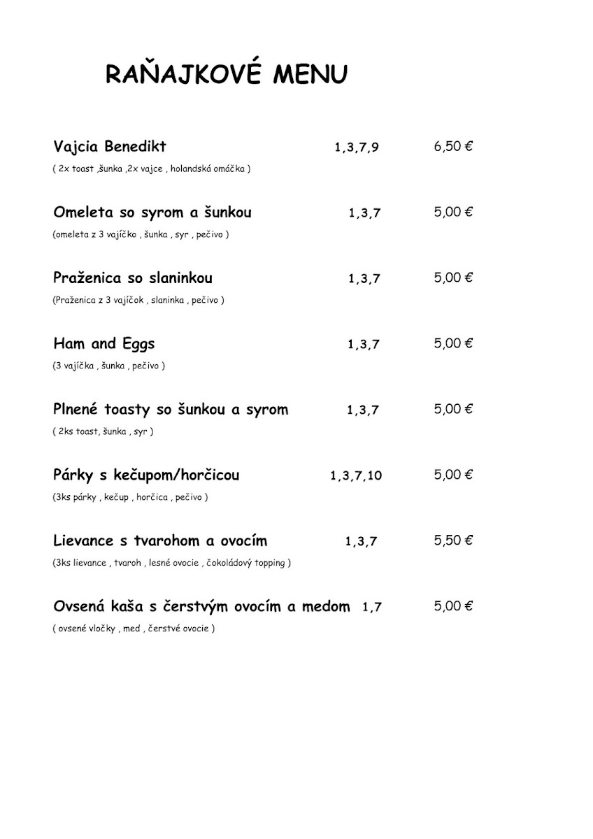 Menu Jazz Penzión-6